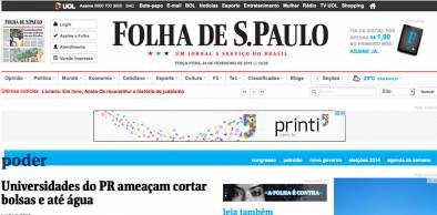 Corte de verbas em Universidades Estaduais. Reportagem da Folha de São Paulo mostra situação difícil também nas sete Instituições do Paraná