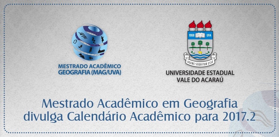 Mestrado Acadêmico em Geografia divulga Calendário Académico para 2017.2