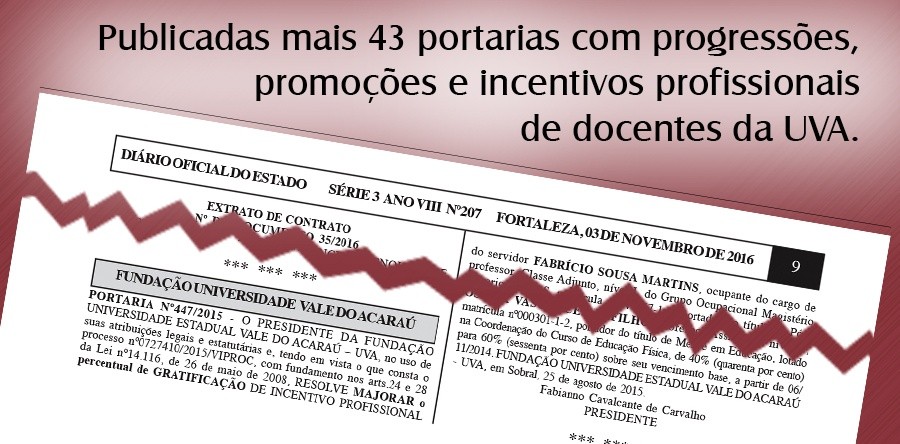 Publicadas mais 43 portarias com progressões, promoções e incentivos profissionais de docentes da UVA
