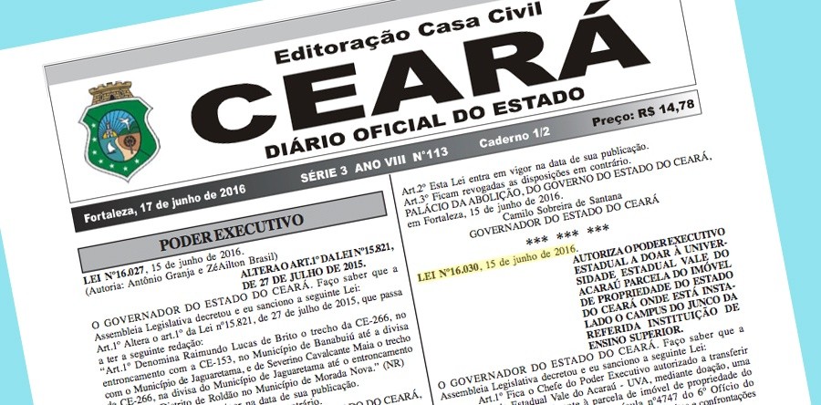 Publicada no Diário Oficial do Estado Lei que autoriza doação do terreno do campus do Junco para UVA