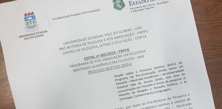 Mestrado Acadêmico em Filosofia da UVA recebe inscrições para 1ª  turma até 24 de maio.