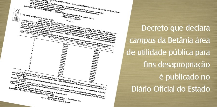 Governo do Estado declara campus da Betânia área de utilidade pública