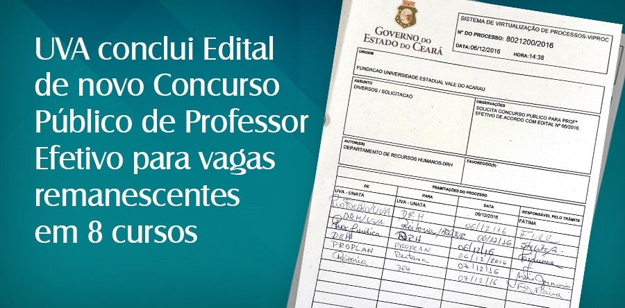 UVA conclui Edital de novo Concurso Público de professores efetivos para vagas remanescentes em 8 cursos