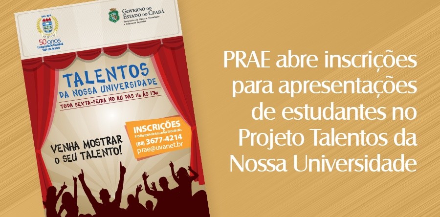 PRAE abre inscrições para apresentações no Projeto Talentos da nossa Universidade