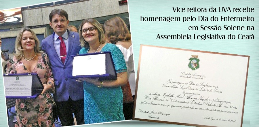 Vice-reitora da UVA recebe homenagem pelo Dia do Enfermeiro durante Sessão Solene na Assembleia Legislativa do Ceará