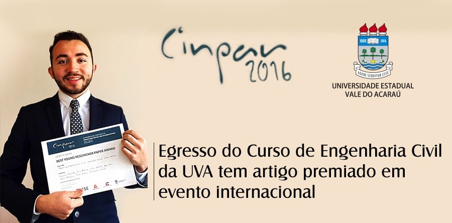 Egresso do Curso de Engenharia Civil da UVA tem artigo premiado em evento internacional