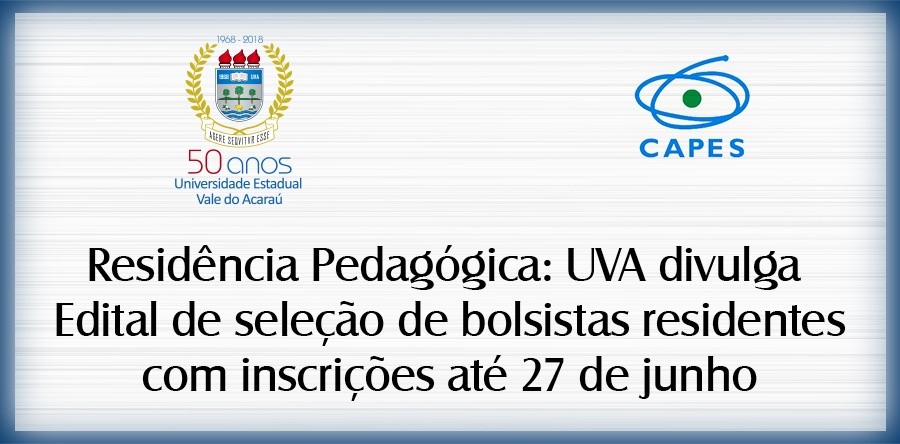 Residência Pedagógica: UVA divulga Edital de seleção de bolsistas residentes com inscrições até 27 de junho
