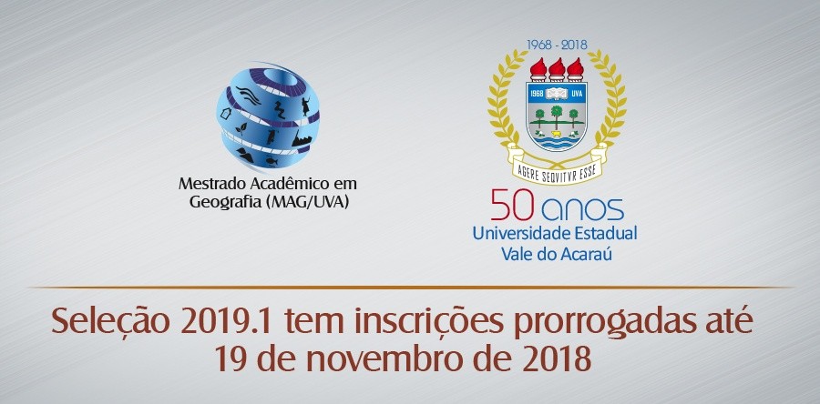 Mestrado Acadêmico em Geografia: seleção 2019.1 tem inscrições prorrogadas até 19 de novembro