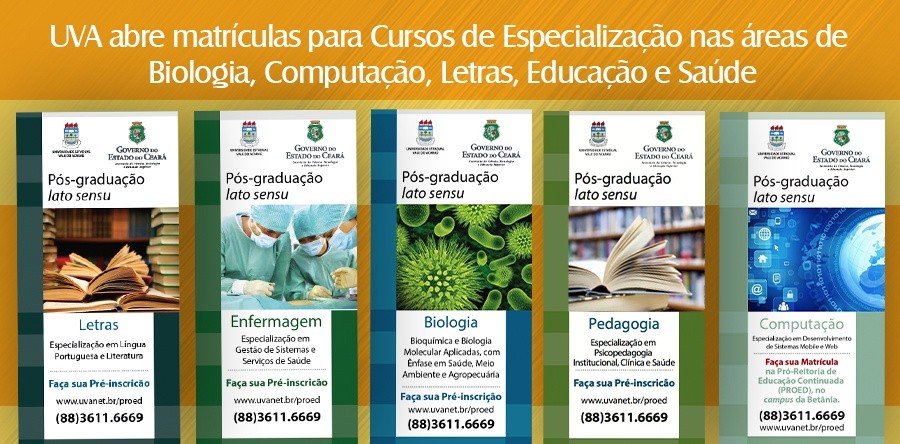 UVA abre matrículas para Cursos de Especialização nas áreas de Biologia, Computação, Educação e Letras e Saúde
