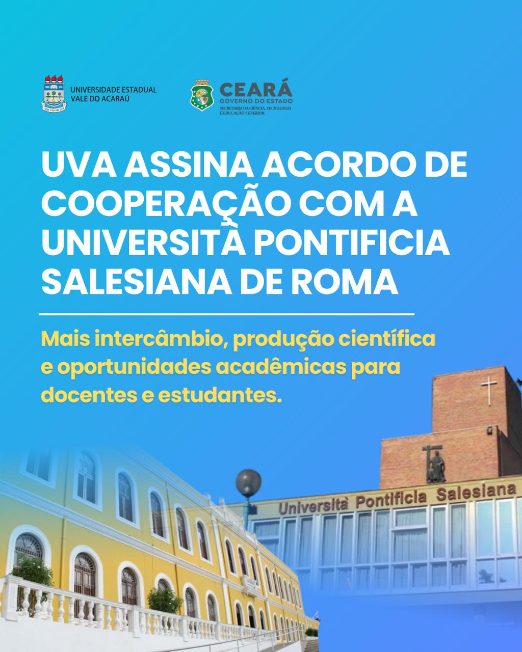 UVA assina acordo de cooperação com a Università Pontificia Salesiana de Roma